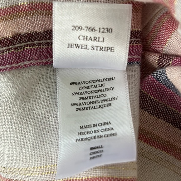 Rails Charli Jewel Stripe Metallic Gold Button Down Shirt - S - Picture 14 of 16